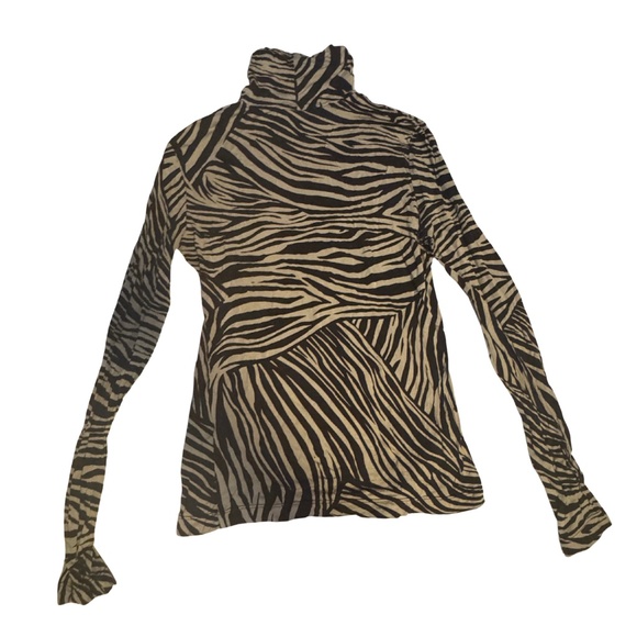 ZARA ZEBRA PRINT COTTON TURTLENECK - Picture 2 of 2